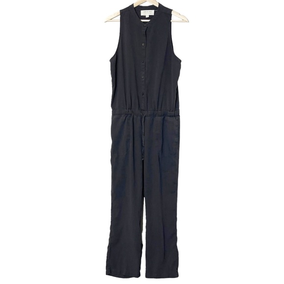 cloth & stone Pants - Cloth & Stone Lyocell Button Front Elastic Waist Drawcord Jumpsuit Size L Black